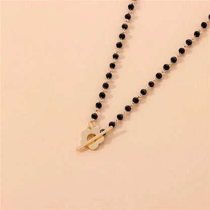 2022 New Fashion Luxury Black Crystal Glass Bead Chain Choker Necklace For Women Flower Lariat Lock Collar Necklace Gifts