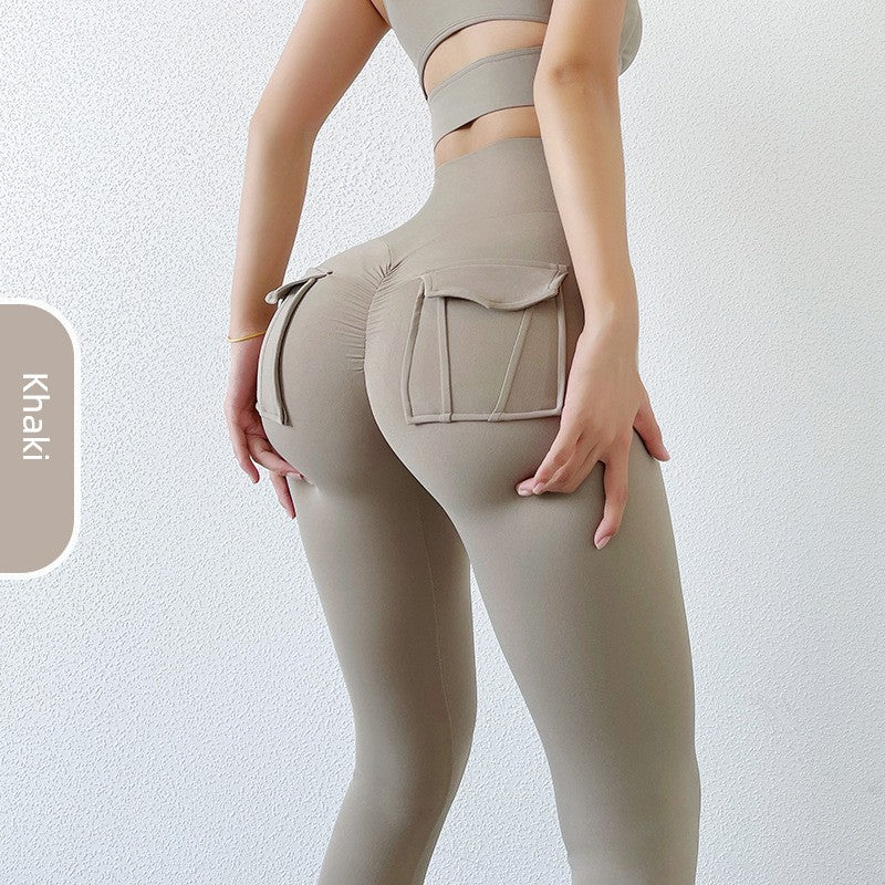 Yoga Clothes Suit Women's Sexy Fashion Gather Shockproof Brushed Classy Internet Celebrity Peach Hip Tight High Waist Fitness Pants
