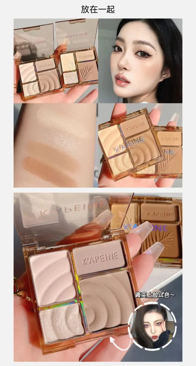 Matte Highlighter Palette Face Shading Grooming Powder Makeup 3D Nose Contouring Glow Brighten Contour Shimmer Powder Cosmetic