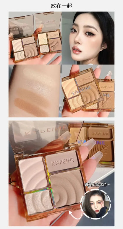 Matte Highlighter Palette Face Shading Grooming Powder Makeup 3D Nose Contouring Glow Brighten Contour Shimmer Powder Cosmetic