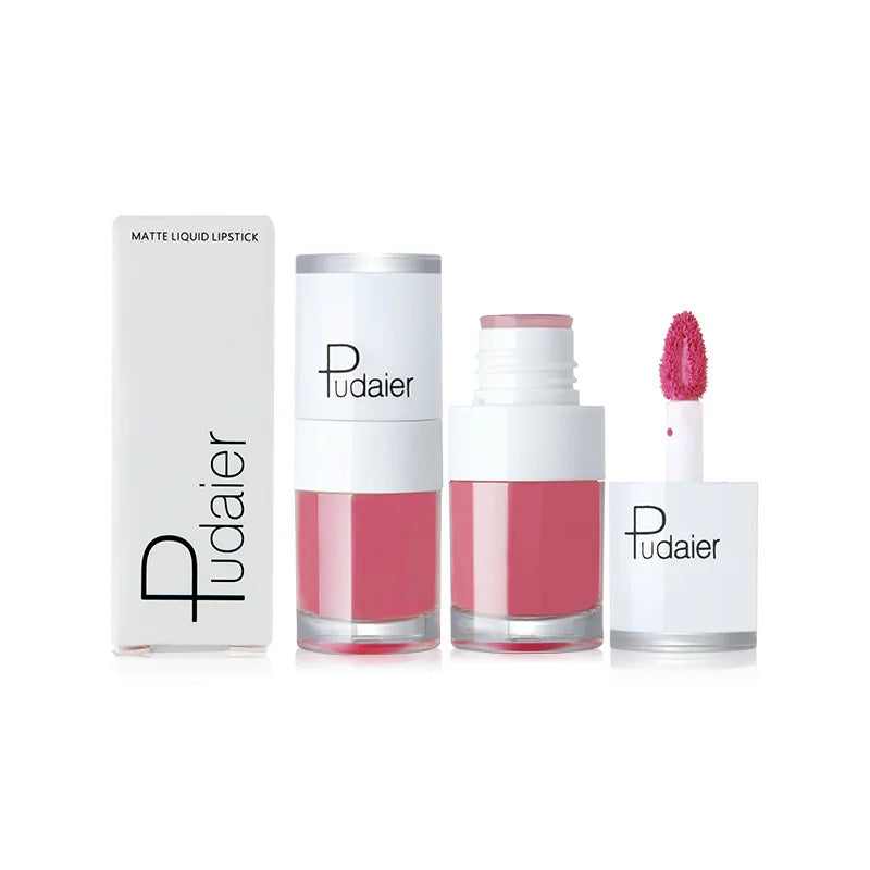 Pudaier Velvet Matte Liquid Lip Gloss Glaze Makeup Waterproof Long Lasting Non-Fade Non-Stick Lipgloss Make-up for Miss Women