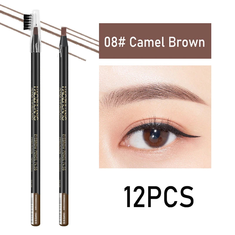 HAOZHUANG  8 Colors Pull Line Eyebrow Pencils with Soft Brush Waterproof Long Lasting Permanent Makeup Tattoo Accessories