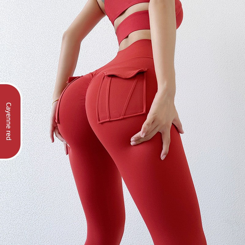 Yoga Clothes Suit Women's Sexy Fashion Gather Shockproof Brushed Classy Internet Celebrity Peach Hip Tight High Waist Fitness Pants