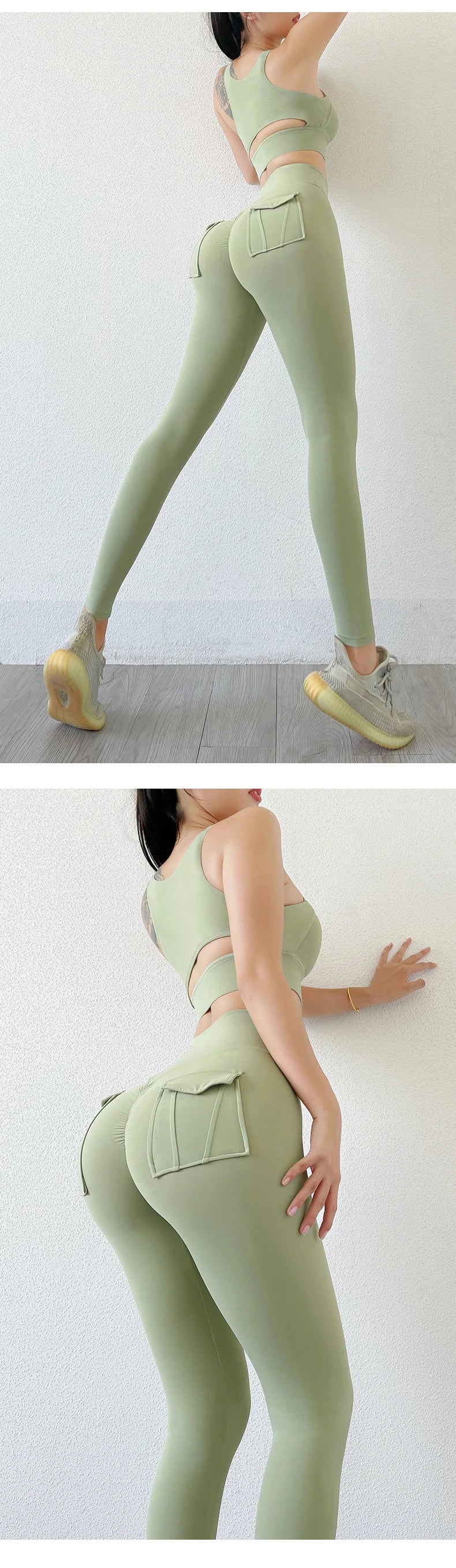 Nylon Leggings Women's Pants Sport Yoga Pants Sexy Tight High Waist Elastic Women's Panties Pocket legging High Workout