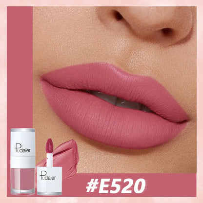 Pudaier Velvet Matte Liquid Lip Gloss Glaze Makeup Waterproof Long Lasting Non-Fade Non-Stick Lipgloss Make-up for Miss Women