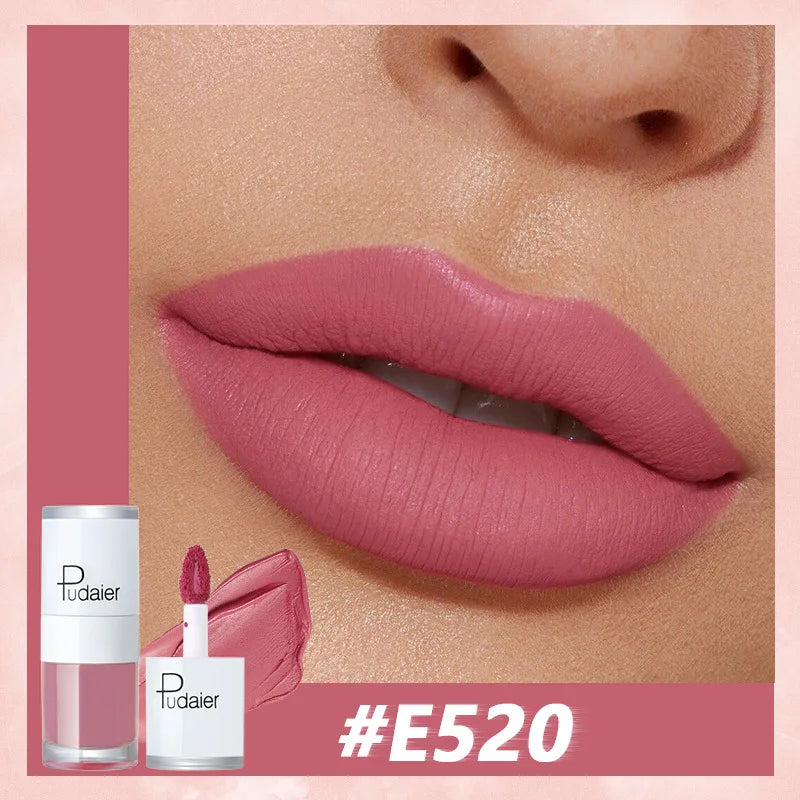 Pudaier Velvet Matte Liquid Lip Gloss Glaze Makeup Waterproof Long Lasting Non-Fade Non-Stick Lipgloss Make-up for Miss Women