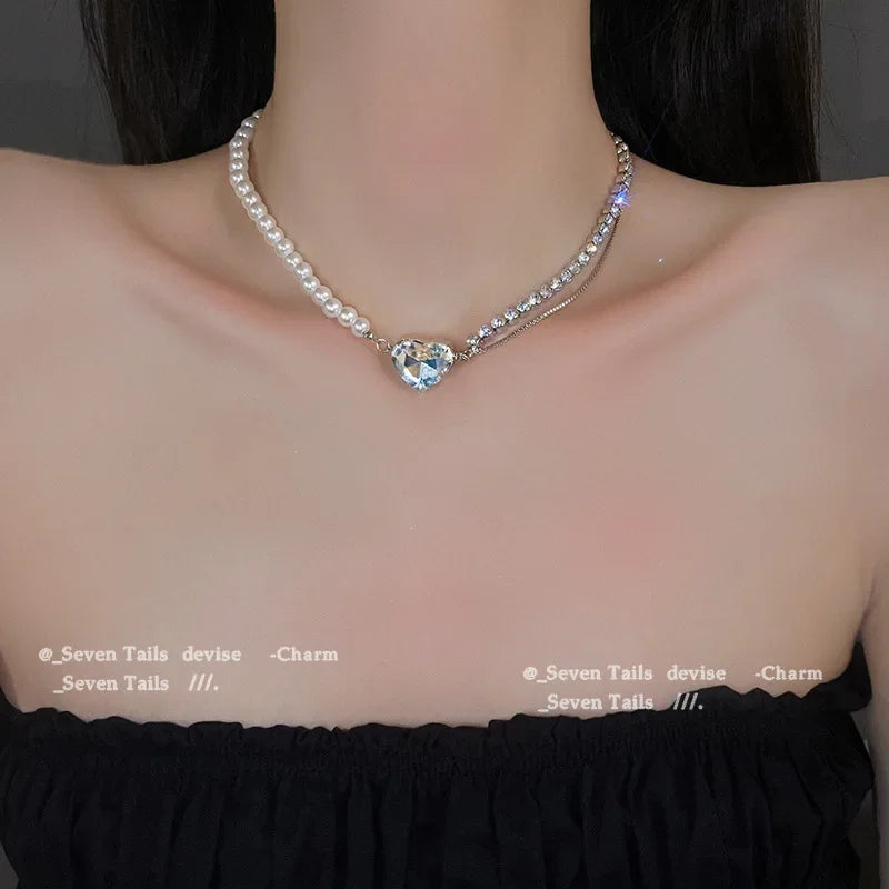 New Fashion Stainless Steel Peach Heart Pendant Y-Shaped Chain Tassel Necklace Women's High Quality Jewelry Party Gift Wholesale