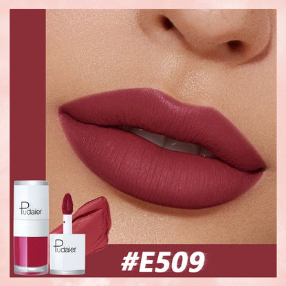 Pudaier Velvet Matte Liquid Lip Gloss Glaze Makeup Waterproof Long Lasting Non-Fade Non-Stick Lipgloss Make-up for Miss Women