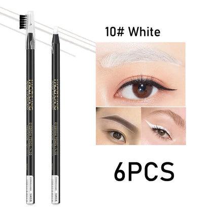 HAOZHUANG  8 Colors Pull Line Eyebrow Pencils with Soft Brush Waterproof Long Lasting Permanent Makeup Tattoo Accessories