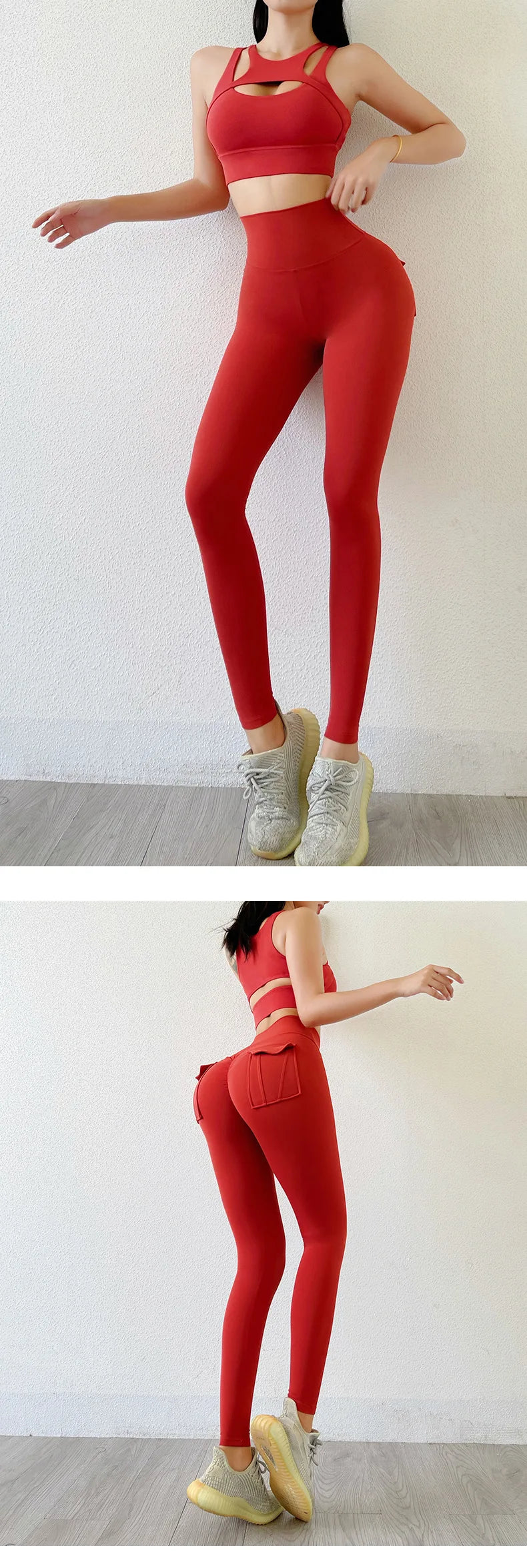Nylon Leggings Women's Pants Sport Yoga Pants Sexy Tight High Waist Elastic Women's Panties Pocket legging High Workout