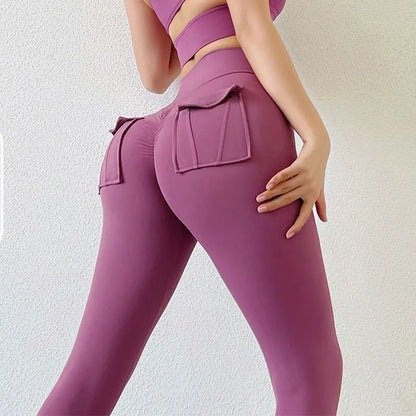 Nylon Leggings Women's Pants Sport Yoga Pants Sexy Tight High Waist Elastic Women's Panties Pocket legging High Workout