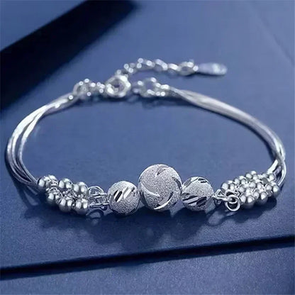 Luxury 925 Sterling Silver Bracelet for Woman Vintage Original Lucky Beads Ball Adjustable Bracelets Designer Party JeweleryGift