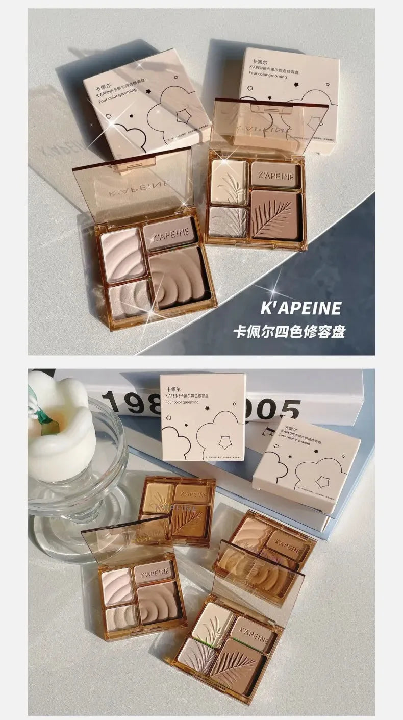 Matte Highlighter Palette Face Shading Grooming Powder Makeup 3D Nose Contouring Glow Brighten Contour Shimmer Powder Cosmetic