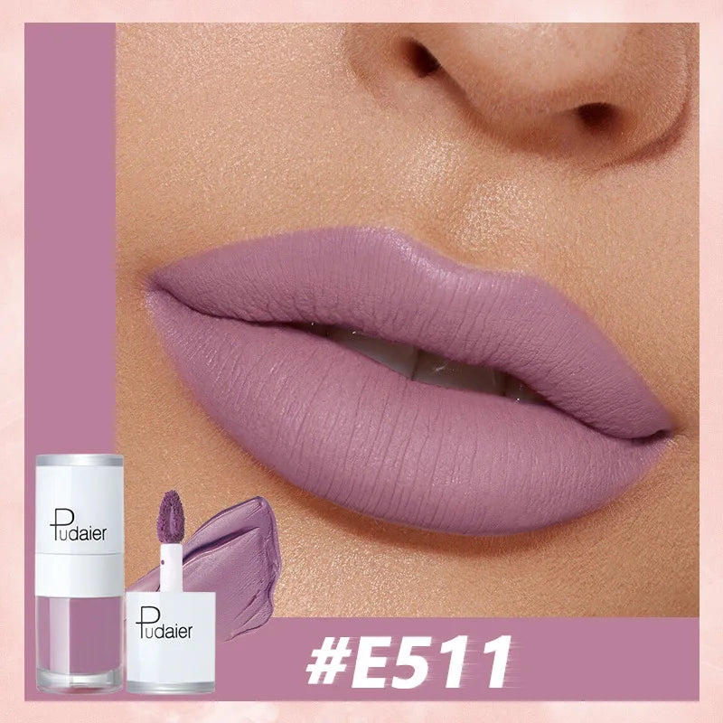 Pudaier Velvet Matte Liquid Lip Gloss Glaze Makeup Waterproof Long Lasting Non-Fade Non-Stick Lipgloss Make-up for Miss Women