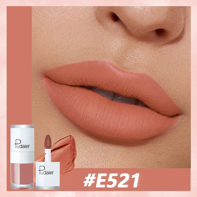 Pudaier Velvet Matte Liquid Lip Gloss Glaze Makeup Waterproof Long Lasting Non-Fade Non-Stick Lipgloss Make-up for Miss Women