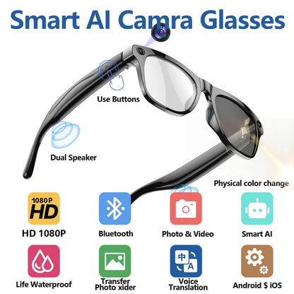 Xiaomi Mijia 4K HD Color Changing AI Smart Glasses Chat GPT 100MP Camera Bluetooth Call Voice Assistant  Control Smart Glasses
