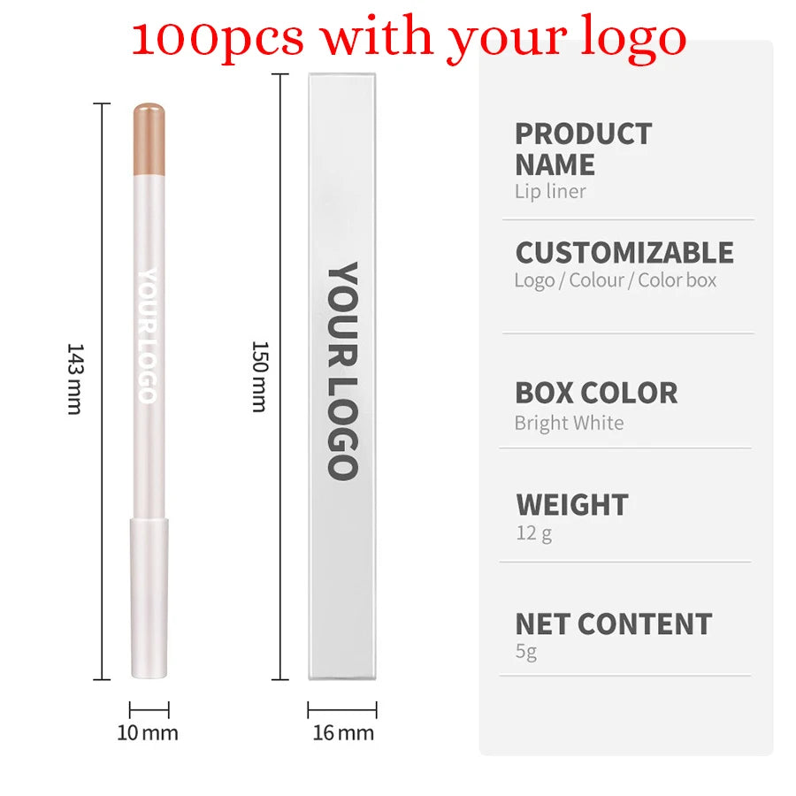 1g Private Label Lip Liner Custom Logo 26 Color Lipliner Eyeliner Multi-purpose Lead-free Pencil Non-stick Pigment Bulk Makeup