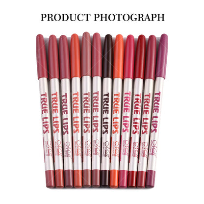 12 color Wood Lip Liner Pencil Long Lasting waterproof Matte Red Lip Pencil Lipstick Pencil Permanent Makeup Tattoo Accessories