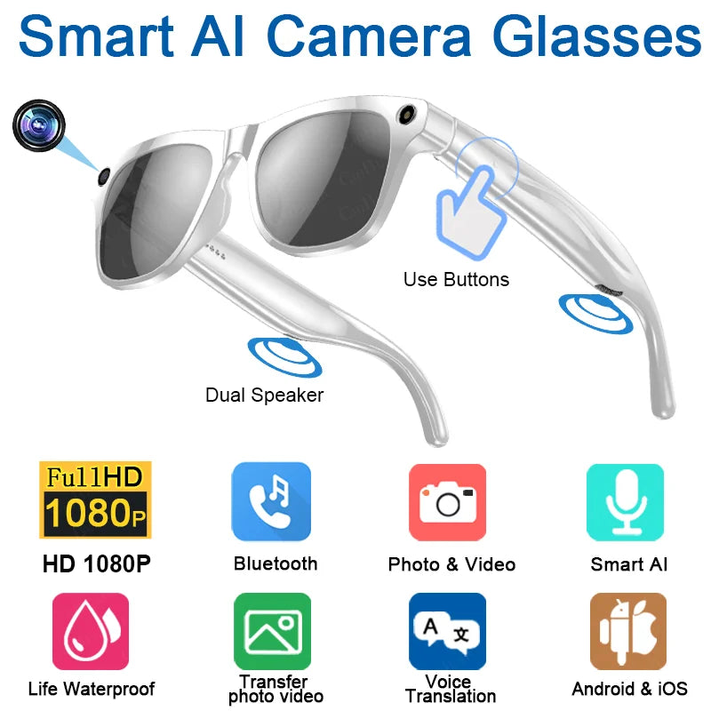 Xiaomi Mijia 4K HD Color Changing AI Smart Glasses Chat GPT 100MP Camera Bluetooth Call Voice Assistant  Control Smart Glasses