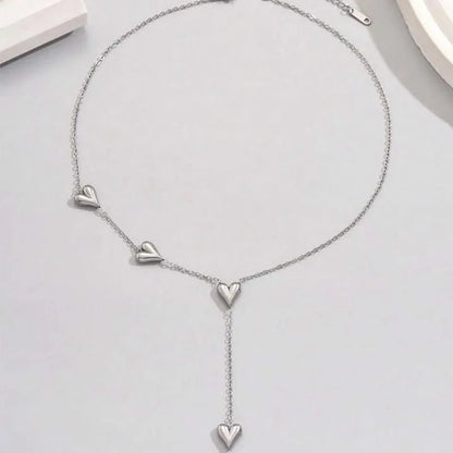 New Fashion Stainless Steel Peach Heart Pendant Y-Shaped Chain Tassel Necklace Women's High Quality Jewelry Party Gift Wholesale
