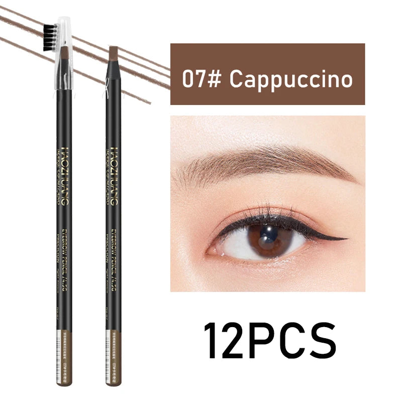 HAOZHUANG  8 Colors Pull Line Eyebrow Pencils with Soft Brush Waterproof Long Lasting Permanent Makeup Tattoo Accessories