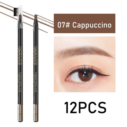 HAOZHUANG  8 Colors Pull Line Eyebrow Pencils with Soft Brush Waterproof Long Lasting Permanent Makeup Tattoo Accessories