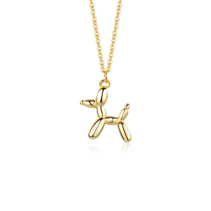 3D Balloon Dog Pendant Necklaces for Women Gold Silver Color Chain Robotic Animal Clavicle Choker Collar Wedding Christmas Gift