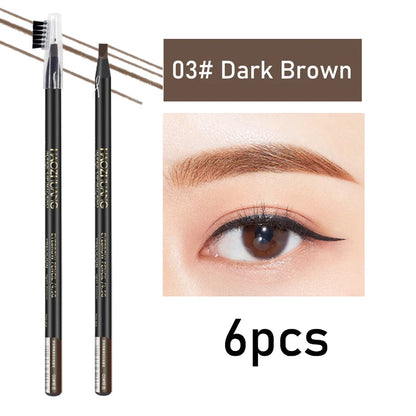 HAOZHUANG  8 Colors Pull Line Eyebrow Pencils with Soft Brush Waterproof Long Lasting Permanent Makeup Tattoo Accessories