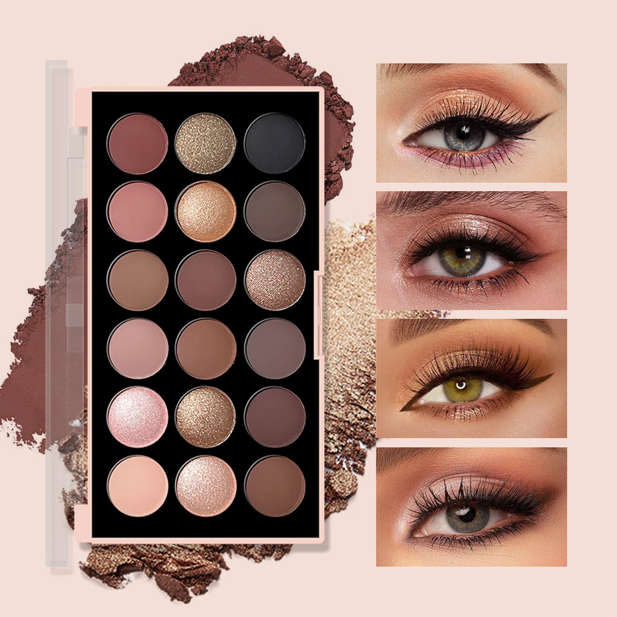 18Color Eyeshadow Palette Pearlescent Matte Fine Shimmer Glitter Earth Tones Long Lasting High Performance Beauty Makeup