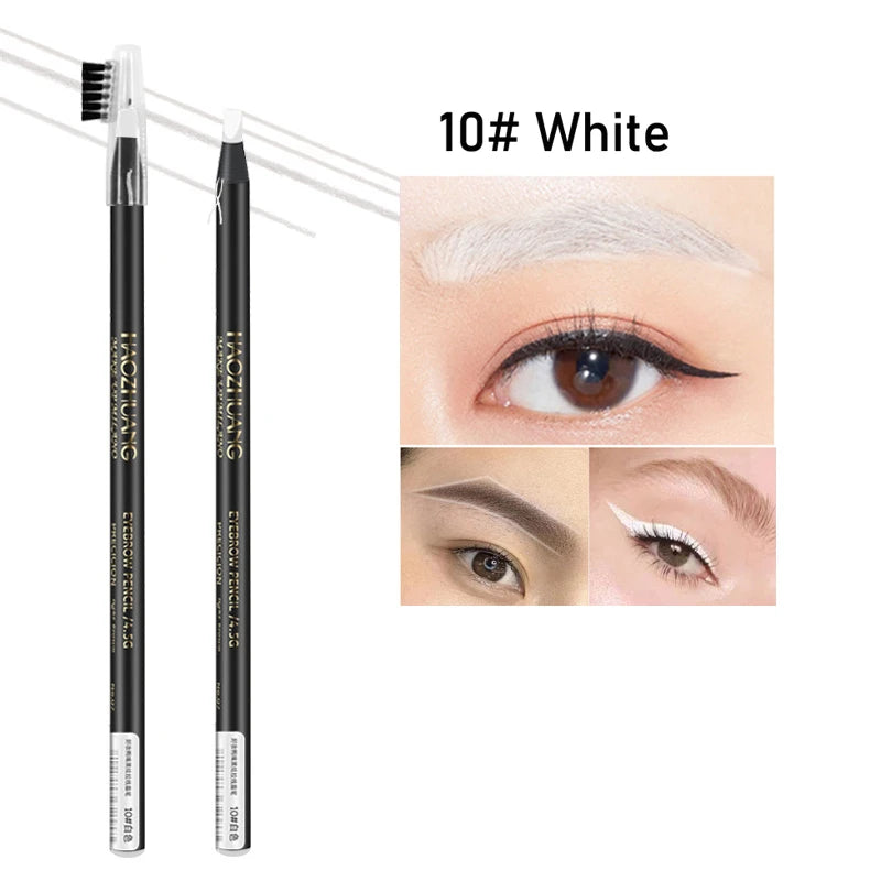 HAOZHUANG  8 Colors Pull Line Eyebrow Pencils with Soft Brush Waterproof Long Lasting Permanent Makeup Tattoo Accessories