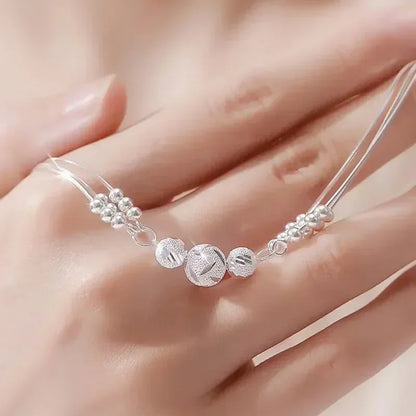 Luxury 925 Sterling Silver Bracelet for Woman Vintage Original Lucky Beads Ball Adjustable Bracelets Designer Party JeweleryGift