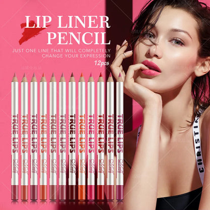 12 color Wood Lip Liner Pencil Long Lasting waterproof Matte Red Lip Pencil Lipstick Pencil Permanent Makeup Tattoo Accessories