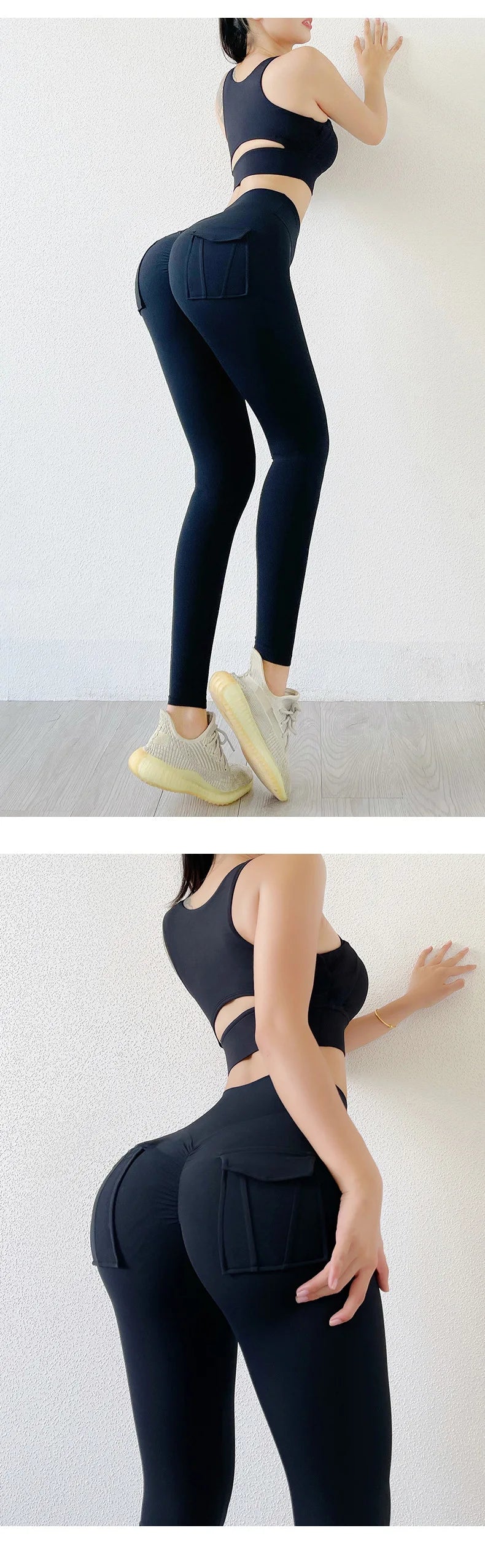 Nylon Leggings Women's Pants Sport Yoga Pants Sexy Tight High Waist Elastic Women's Panties Pocket legging High Workout