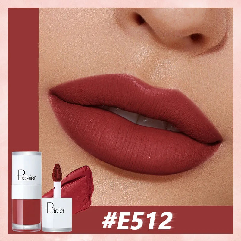 Pudaier Velvet Matte Liquid Lip Gloss Glaze Makeup Waterproof Long Lasting Non-Fade Non-Stick Lipgloss Make-up for Miss Women
