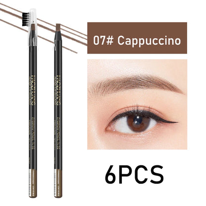 HAOZHUANG  8 Colors Pull Line Eyebrow Pencils with Soft Brush Waterproof Long Lasting Permanent Makeup Tattoo Accessories