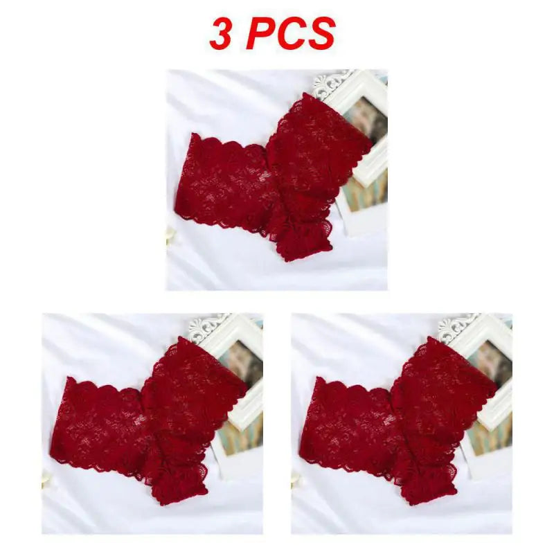 3PCS/Set Sexy Lace Seamless Cotton Brazilian Panties Women Ribbed Intimates Breathable Panties Low Waist Female Cotton Underwear