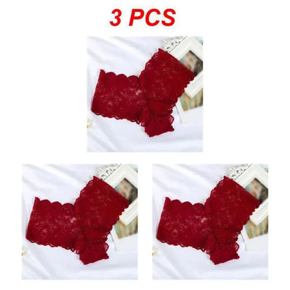 3PCS/Set Sexy Lace Seamless Cotton Brazilian Panties Women Ribbed Intimates Breathable Panties Low Waist Female Cotton Underwear