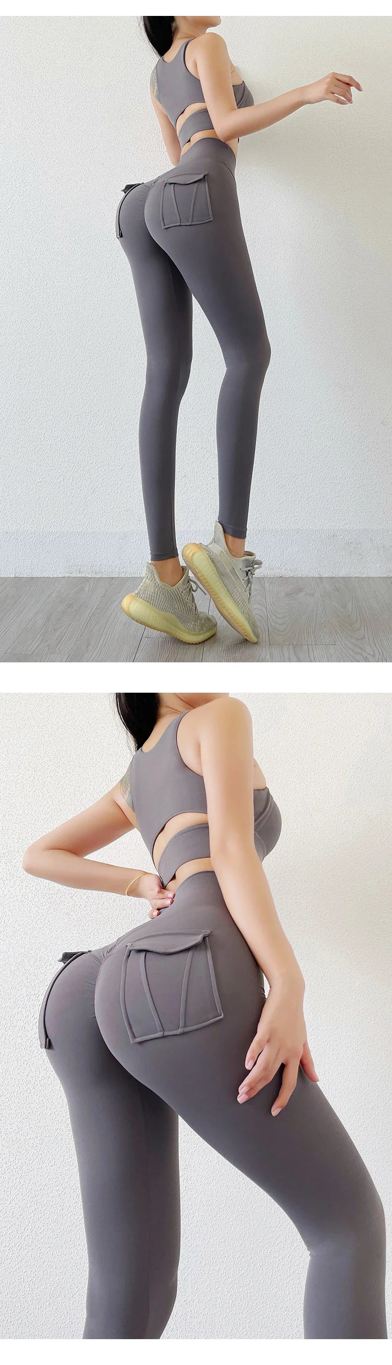Nylon Leggings Women's Pants Sport Yoga Pants Sexy Tight High Waist Elastic Women's Panties Pocket legging High Workout