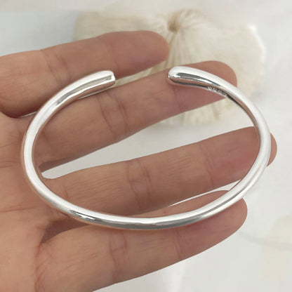 100% Solid 925 Sterling Silver Metal Bracelet for Women Men Vintage Handmade Simple Birthday Gift S-B451