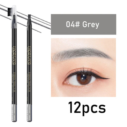 HAOZHUANG  8 Colors Pull Line Eyebrow Pencils with Soft Brush Waterproof Long Lasting Permanent Makeup Tattoo Accessories