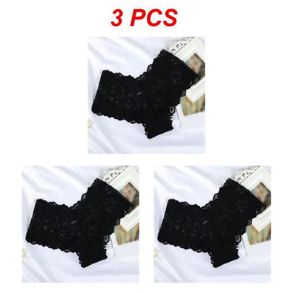 3PCS/Set Sexy Lace Seamless Cotton Brazilian Panties Women Ribbed Intimates Breathable Panties Low Waist Female Cotton Underwear