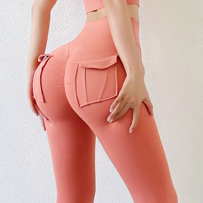 Nylon Leggings Women's Pants Sport Yoga Pants Sexy Tight High Waist Elastic Women's Panties Pocket legging High Workout