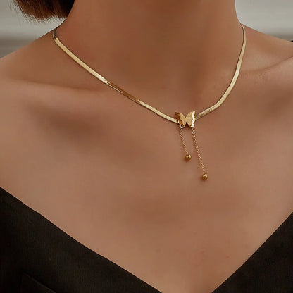New Fashion Stainless Steel Peach Heart Pendant Y-Shaped Chain Tassel Necklace Women's High Quality Jewelry Party Gift Wholesale