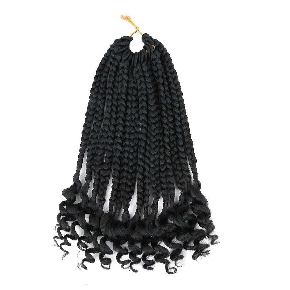 3 Packs Bellqueen Bohemian Box Braids Crochet Hair Extensions with Curly Ends - 10 Inch Short Box Braids, Dark Brown/Black -Looking Dreadlock-like Braids for Women, Volume & Length, Easy Clip-In/Weave-On (No)