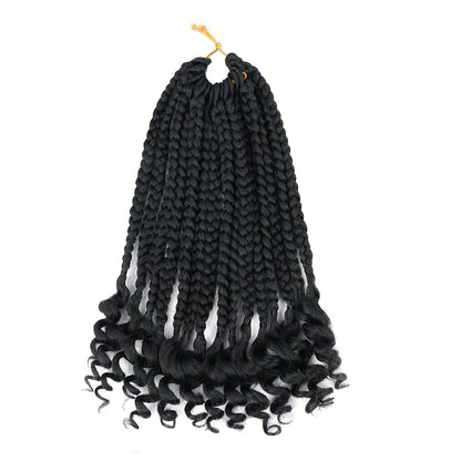 3 Packs Bellqueen Bohemian Box Braids Crochet Hair Extensions with Curly Ends - 10 Inch Short Box Braids, Dark Brown/Black -Looking Dreadlock-like Braids for Women, Volume & Length, Easy Clip-In/Weave-On (No)