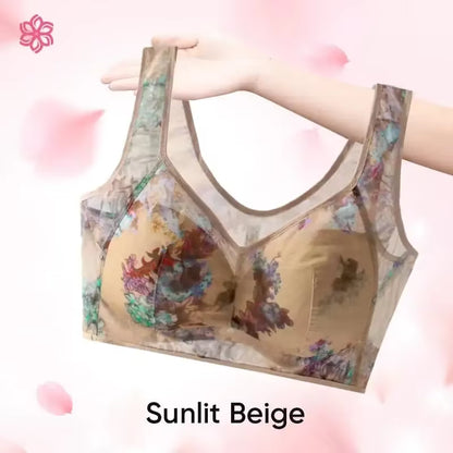 Everyday Ice Silk Lace Cooling Comfort Bra for Women - Push-Up Seamless Bralette in Large Size, No Underwire Design