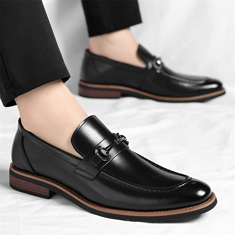 Men'S Slip-On Loafers - British Style Business Casual Shoes, Pointed Toe, Breathable & Comfortable, Brown, Versatile for Formal & Casual Attire, All-Season Wear, Formal Footwear, Sleek Shoe Design, Durable Rubber Sole