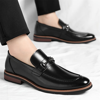 Men'S Slip-On Loafers - British Style Business Casual Shoes, Pointed Toe, Breathable & Comfortable, Brown, Versatile for Formal & Casual Attire, All-Season Wear, Formal Footwear, Sleek Shoe Design, Durable Rubber Sole