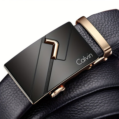 Men's Luxury Automatic Belt - Adjustable Formal & Casual Dress Belt with Alloy Auto Buckle, One-Touch Closure, Compatible with Dress Pants, Jeans, Business & Casual Attire - Ideal Gift for Dad, Husband, Professionals - Durabl