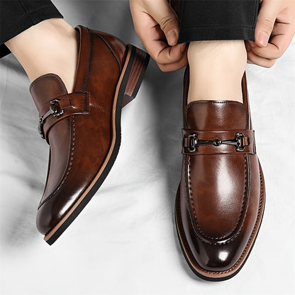 Men'S Slip-On Loafers - British Style Business Casual Shoes, Pointed Toe, Breathable & Comfortable, Brown, Versatile for Formal & Casual Attire, All-Season Wear, Formal Footwear, Sleek Shoe Design, Durable Rubber Sole